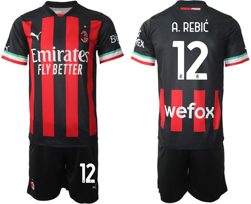 Men 2022-2023 Club Ac Milan home black #12 Soccer Jersey->ac milan jersey->Soccer Club Jersey